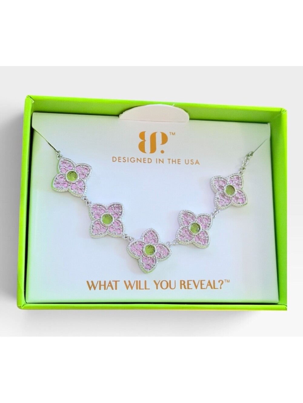 Bomb Party August Clover “Happily Ever After” Pink Spinel & Peridot Rhodium